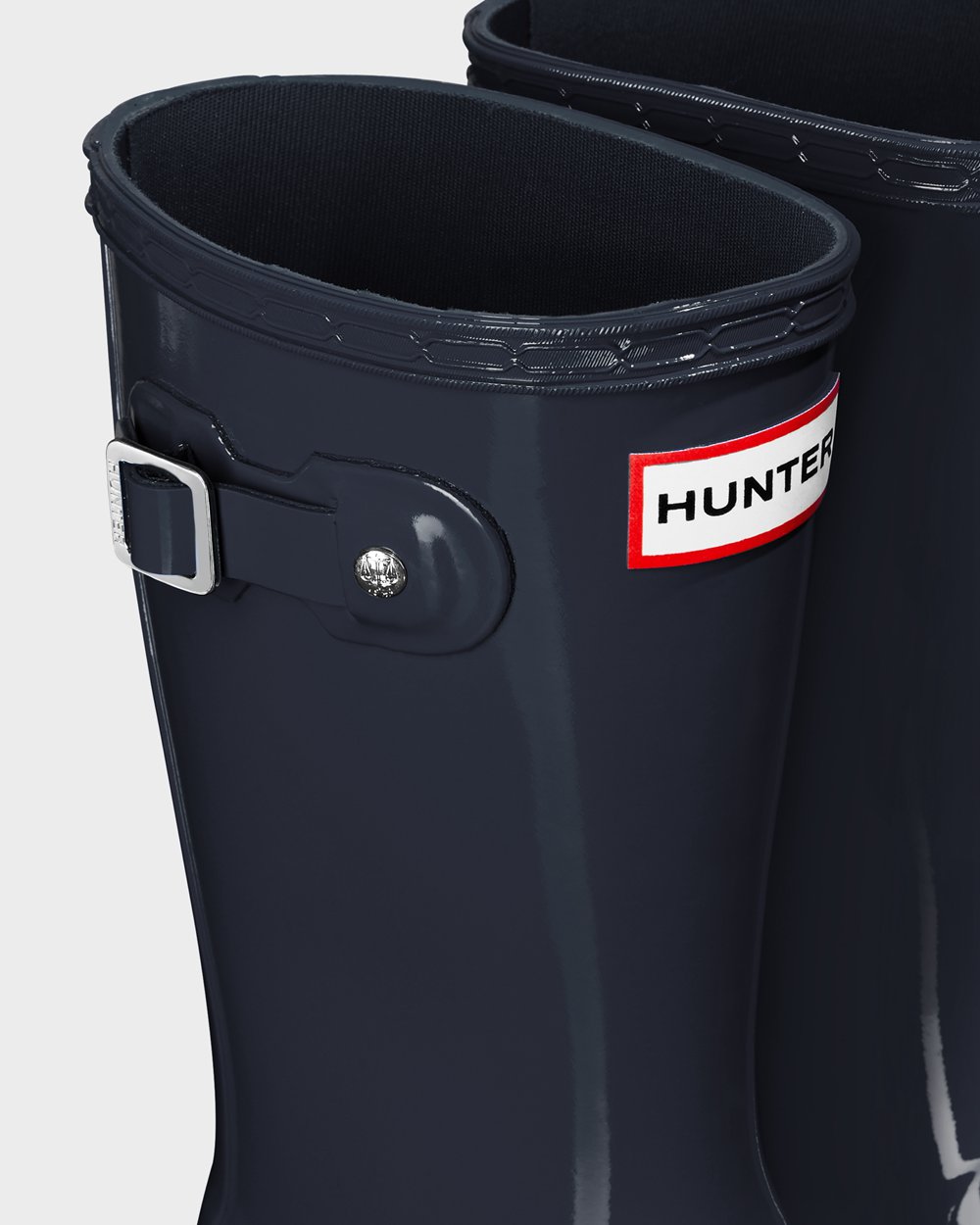 Hunter Original Big Gloss Rain Boots - Sale Clearance Kids Navy - HUZLBW394